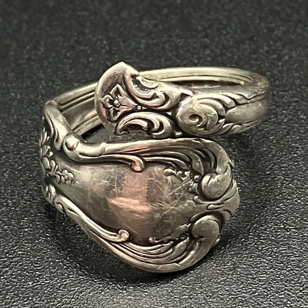 Vintage Towle Sterling Silver Spoon Ring Old Master Ornate Floral Pattern Size 8